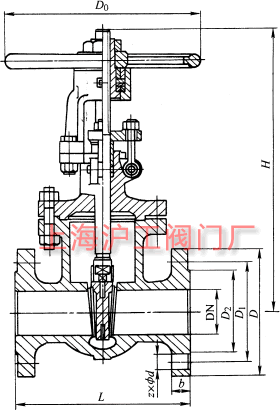 Z41H、Z41Y 型 150(Lb)~600(Lb) 鋼制楔式閘閥主要外形及結(jié)構(gòu)尺寸示意圖